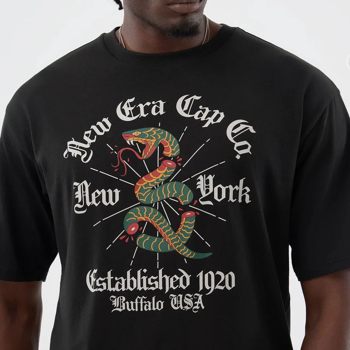 New Era Serpent Graphic Oversized Tee Black