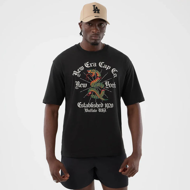 New Era Serpent Graphic Oversized Tee Black
