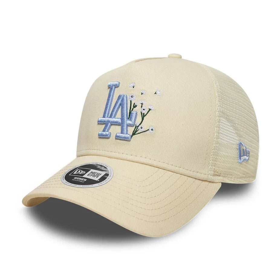 New Era MLB Floral 9Forty A-Frame Trucker Cap LA Dodgers light beige - Shop-Tetuan