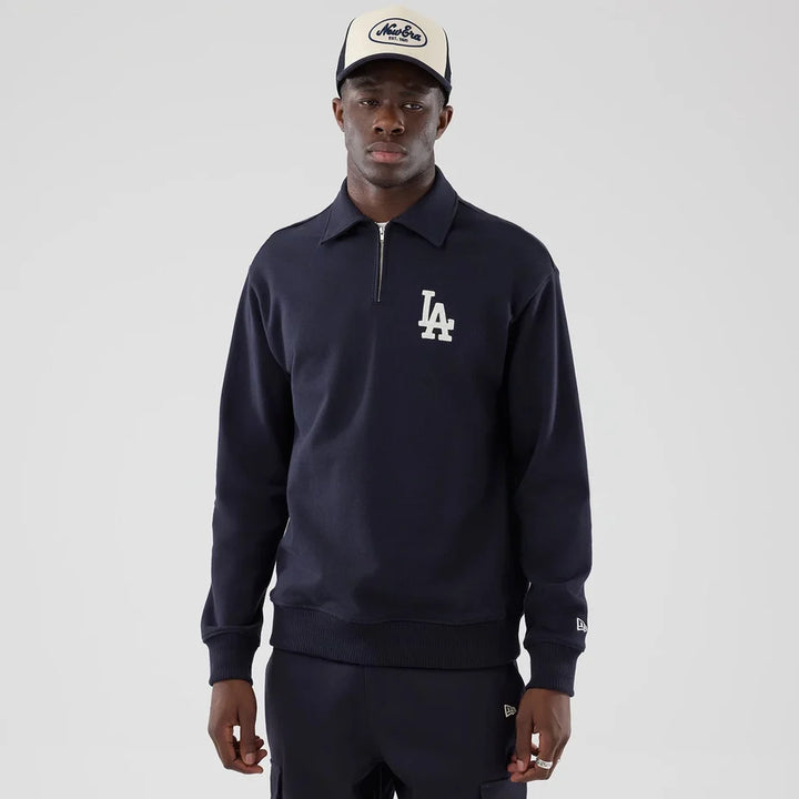 New Era LA Dodgers MLB Navy Oversized 1/4 Zip Sweater navy