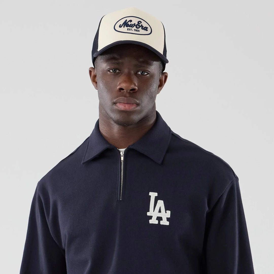 New Era LA Dodgers MLB Navy Oversized 1/4 Zip Sweater navy