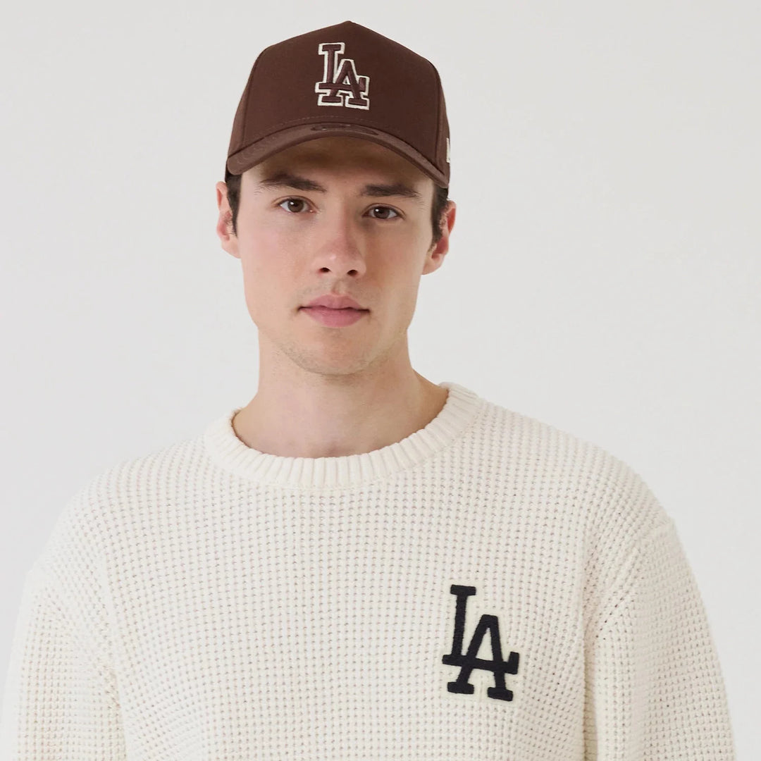 New Era MLB Waffle Knit Open Crewneck Sweater LA Dodgers white