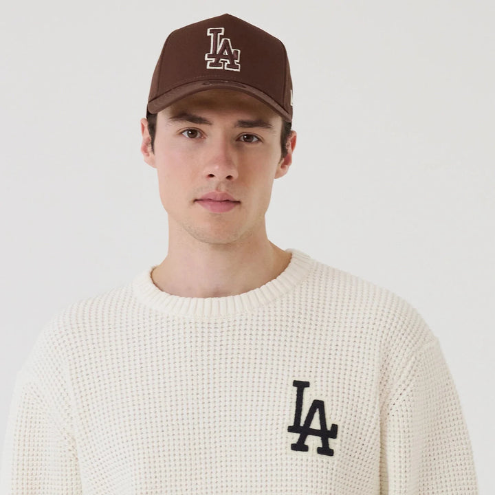 New Era MLB Waffle Knit Open Crewneck Sweater LA Dodgers white