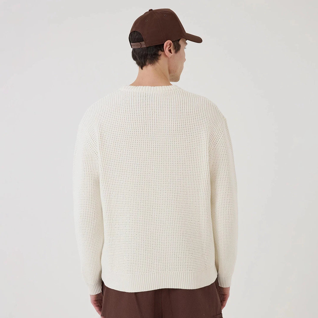 New Era MLB Waffle Knit Open Crewneck Sweater LA Dodgers white