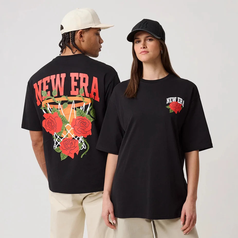 New Era Floral Graphic tee black
