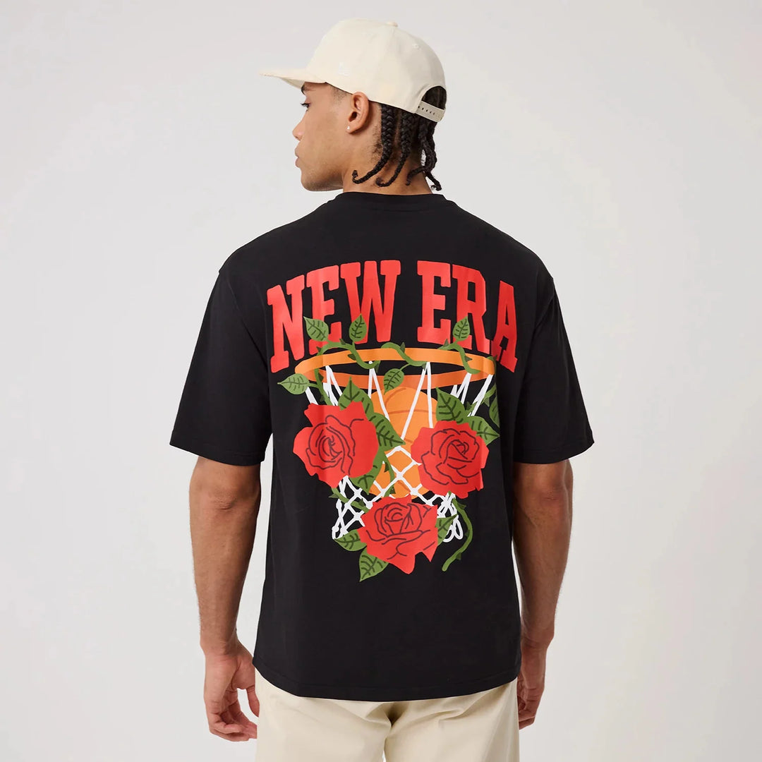 New Era Floral Graphic tee black