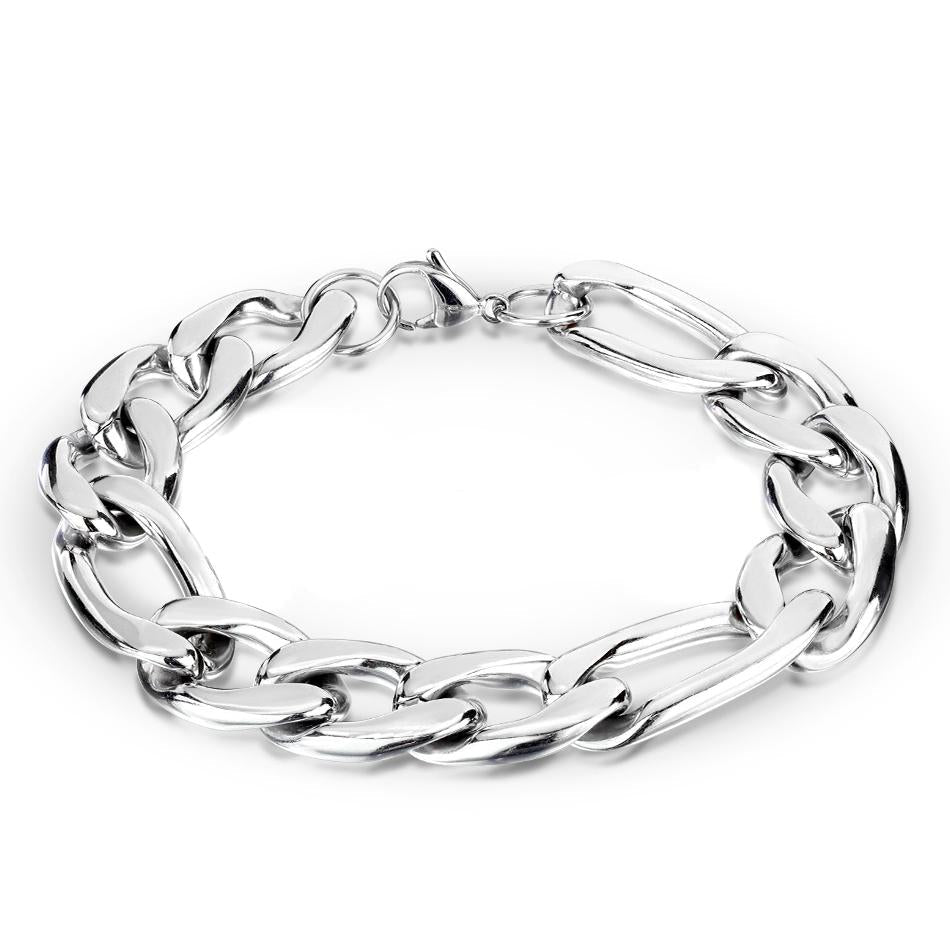 Small and Large Links Stainless Steel Chain Bracelet with Lobster Clasp 8mm - Shop-Tetuan