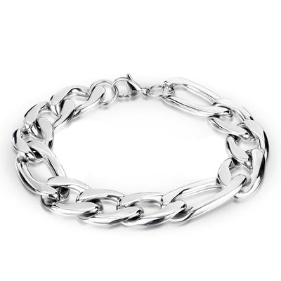 Small and Large Links Stainless Steel Chain Bracelet with Lobster Clasp 12mm - Shop-Tetuan