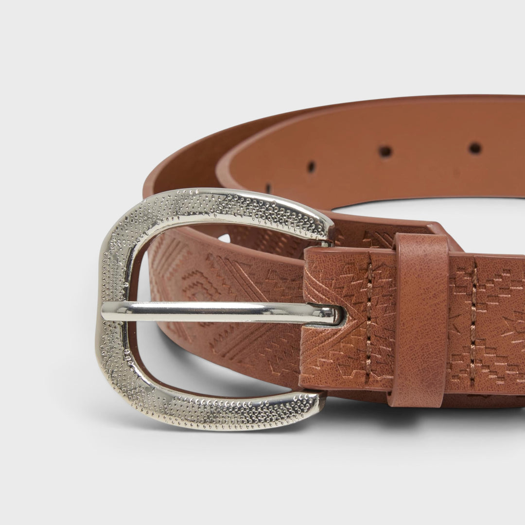 Urban Classics Leather Imitation Punched Pattern Belt lightbrown