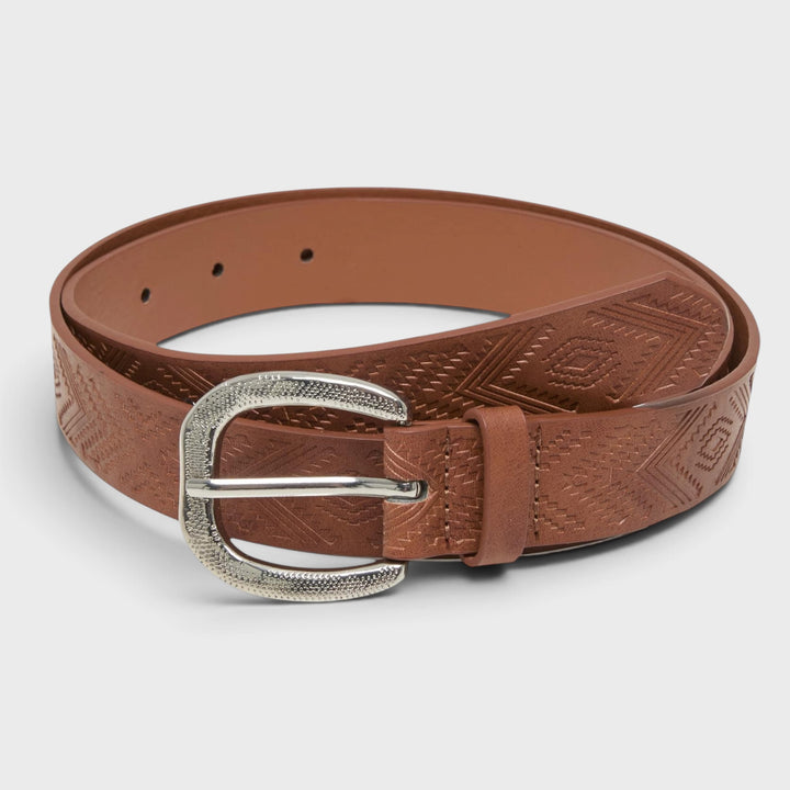 Urban Classics Leather Imitation Punched Pattern Belt lightbrown