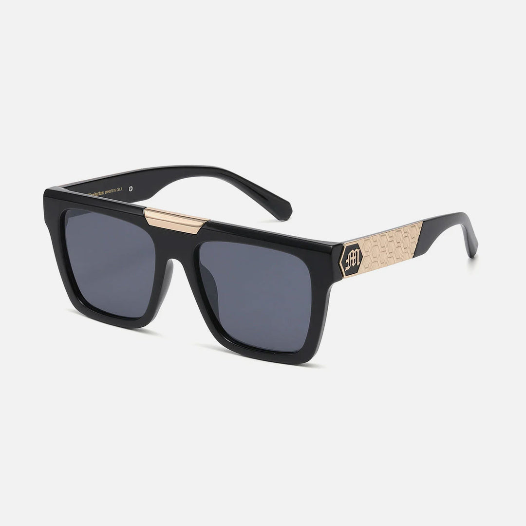 Manhattan Flat Top Metal Accent Sunglasses black - Shop-Tetuan
