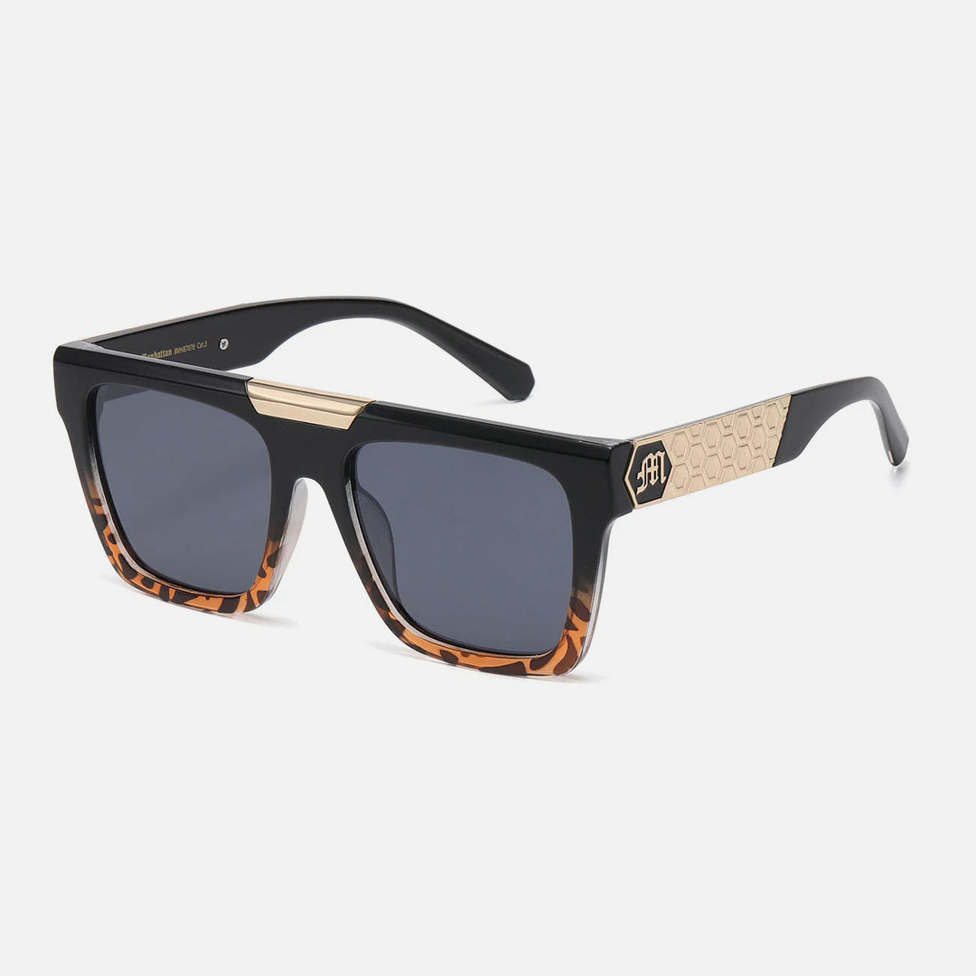 Manhattan Flat Top Metal Accent Sunglasses black/animal - Shop-Tetuan