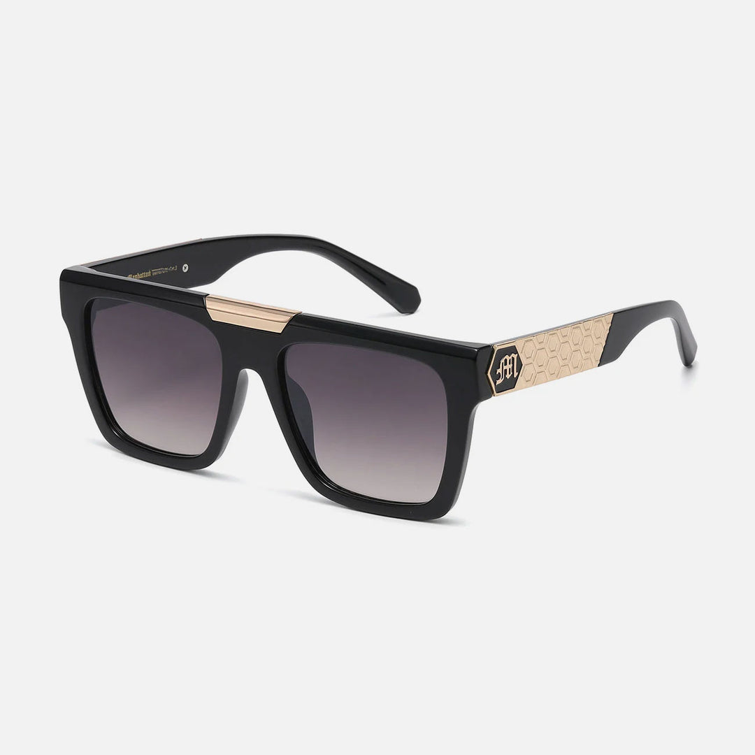 Manhattan Flat Top Metal Accent Sunglasses black fade lens - Shop-Tetuan