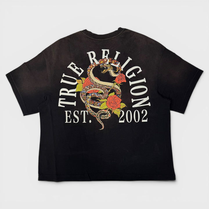 True Religion Floral Snake Oversized tee jet black - Shop-Tetuan