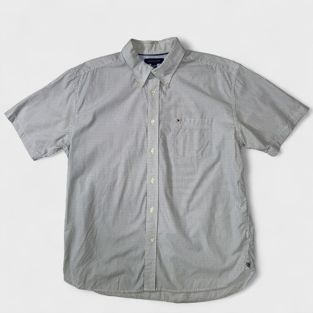 Tommy Hilfiger Lined Short Sleeve Shirt white/navy XL - Shop-Tetuan