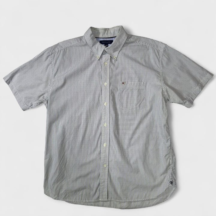 Tommy Hilfiger Lined Short Sleeve Shirt white/navy XL - Shop-Tetuan