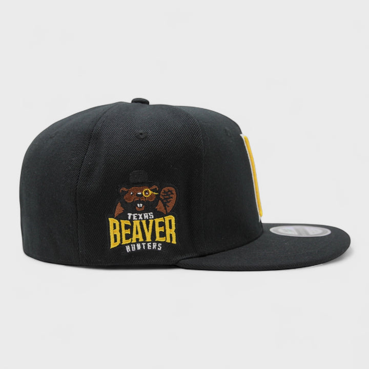 Naughty League Texas Beaver Hunters Letter Logo fitted black/yellow - Shop-Tetuan
