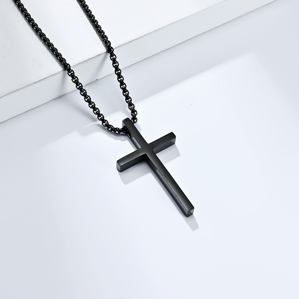 Simple Cross Pendant Chain black - Shop-Tetuan