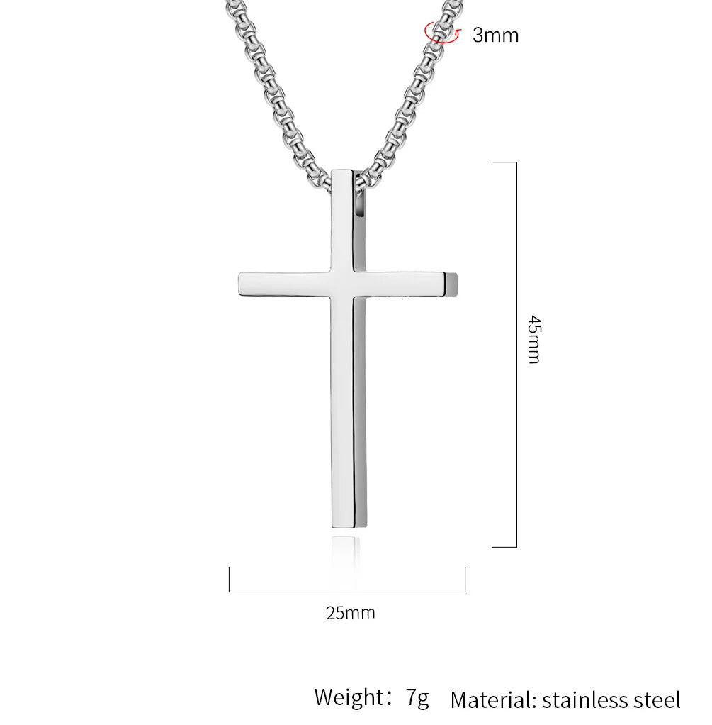 Simple Cross Pendant Chain silver