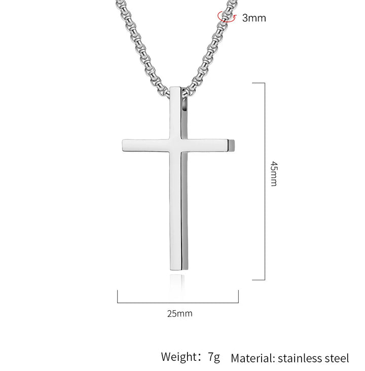 Simple Cross Pendant Chain silver