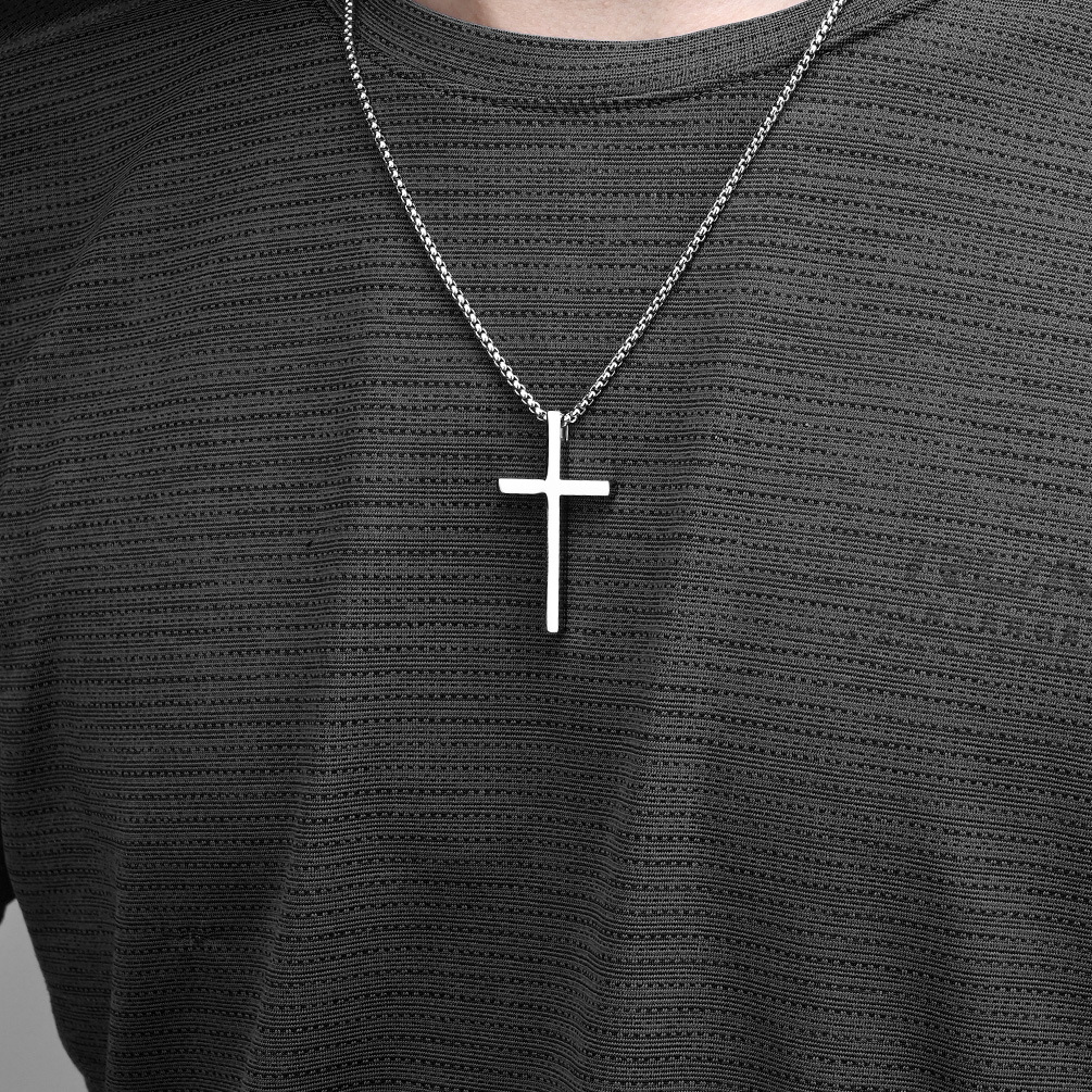 Simple Cross Pendant Chain silver - Shop-Tetuan