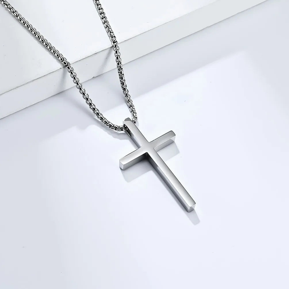 Simple Cross Pendant Chain silver