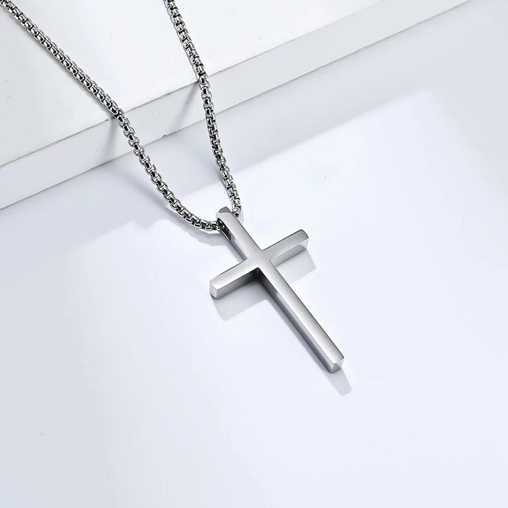 Simple Cross Pendant Chain silver