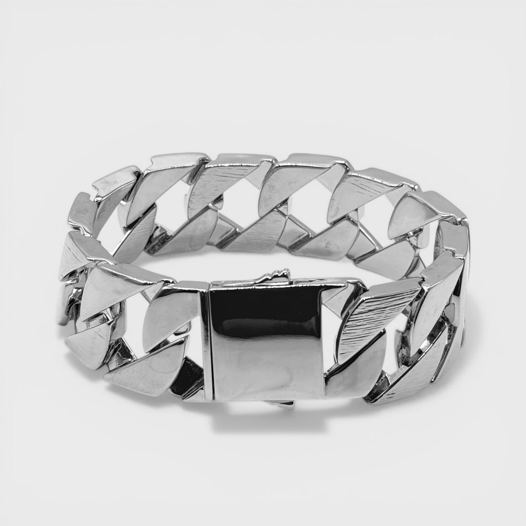 Chunky Curb Bracelet 24mm x 10INCH silver - Shop-Tetuan