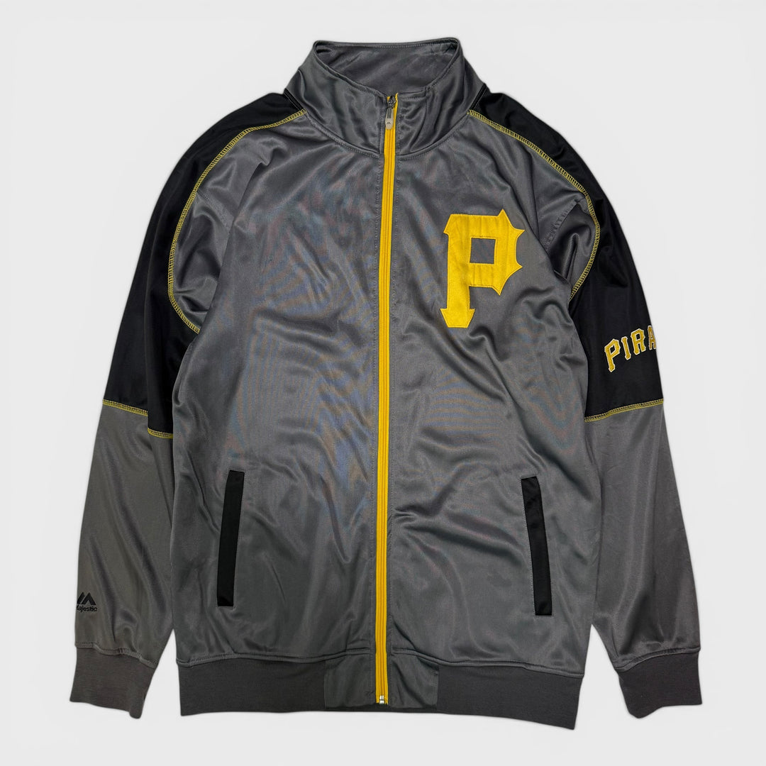 Majestic MLB Pittsburgh Pirates Track Jacket charcoal/yellow XL - Shop-Tetuan
