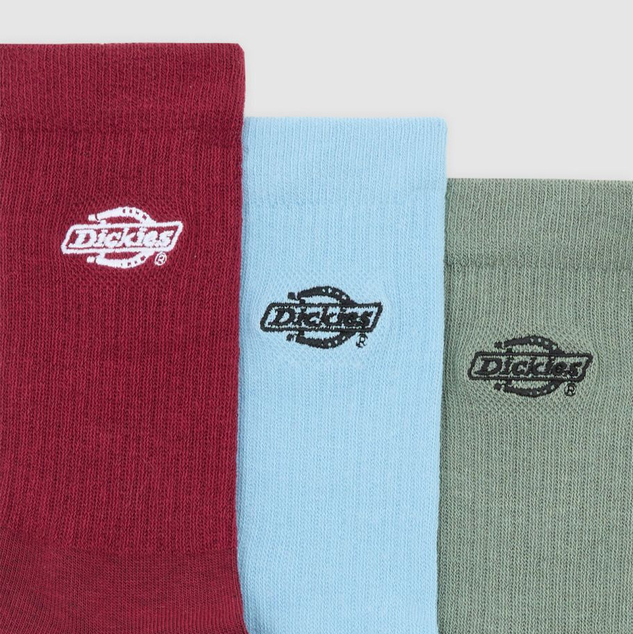 Dickies Summerdale 3-pack socs brick red/ltblue/olive - Shop-Tetuan