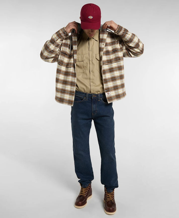 Dickies Austis Hooded Flannel Shacket beige