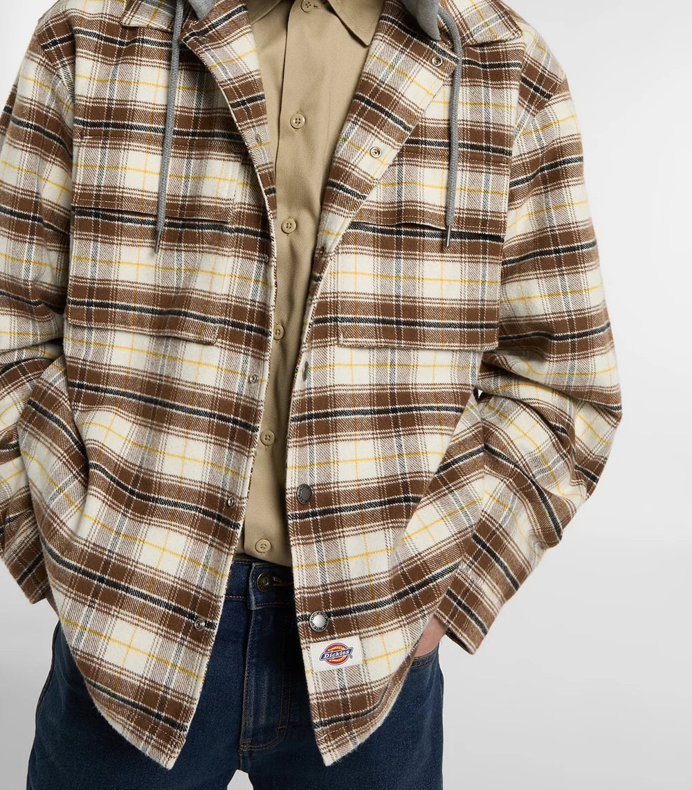 Dickies Austis Hooded Flannel Shacket beige