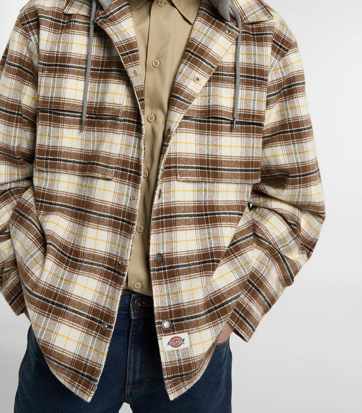 Dickies Austis Hooded Flannel Shacket beige