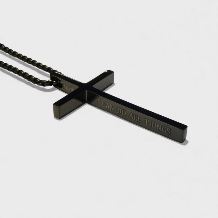 Simple Cross Pendant Chain black