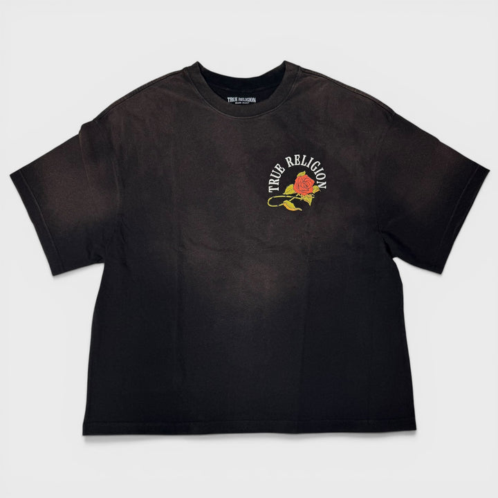 True Religion Floral Snake Oversized tee jet black - Shop-Tetuan