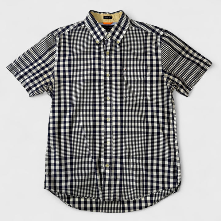 Tommy Hilfiger Trim Fit Check Short Sleeve Shirt navy/white M - Shop-Tetuan