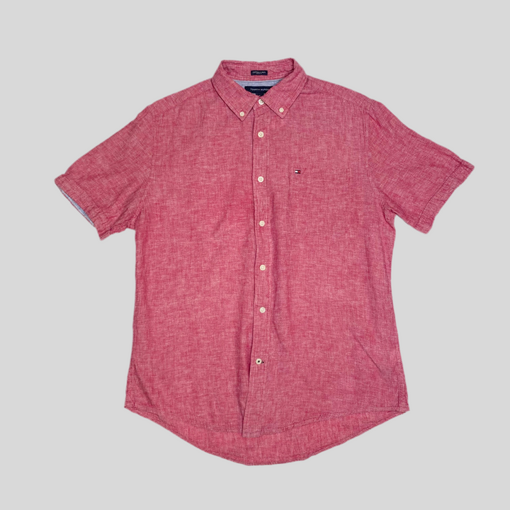 Tommy Hilfiger Custom Fit Short Sleeve Shirt Rasberry M
