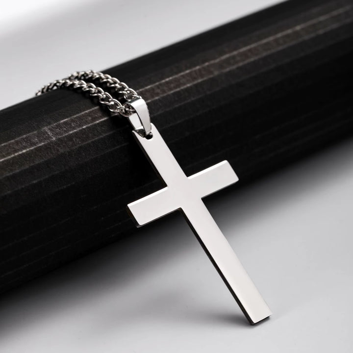 Basic Flat Cross Pendant Necklace silver