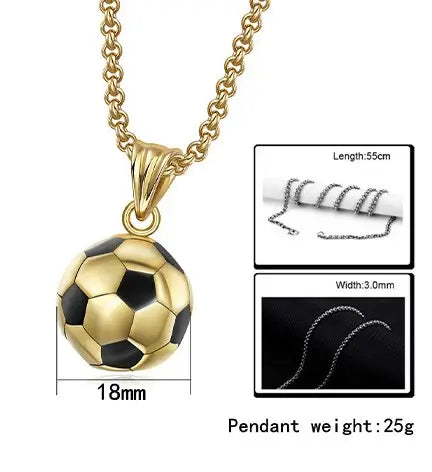 Football Necklace Pendant steel/gold - Shop-Tetuan