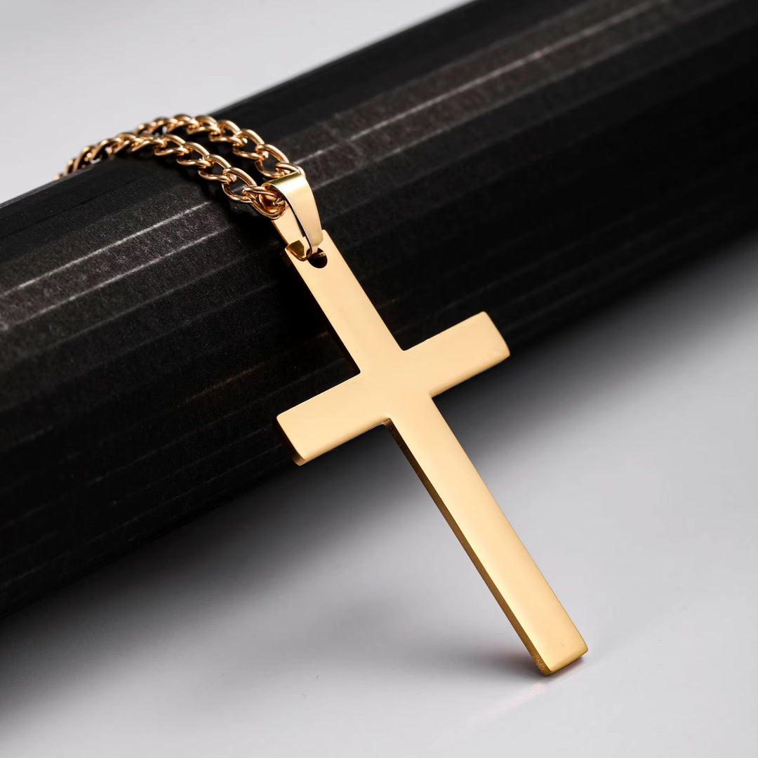 Basic Flat Cross Pendant Necklace gold