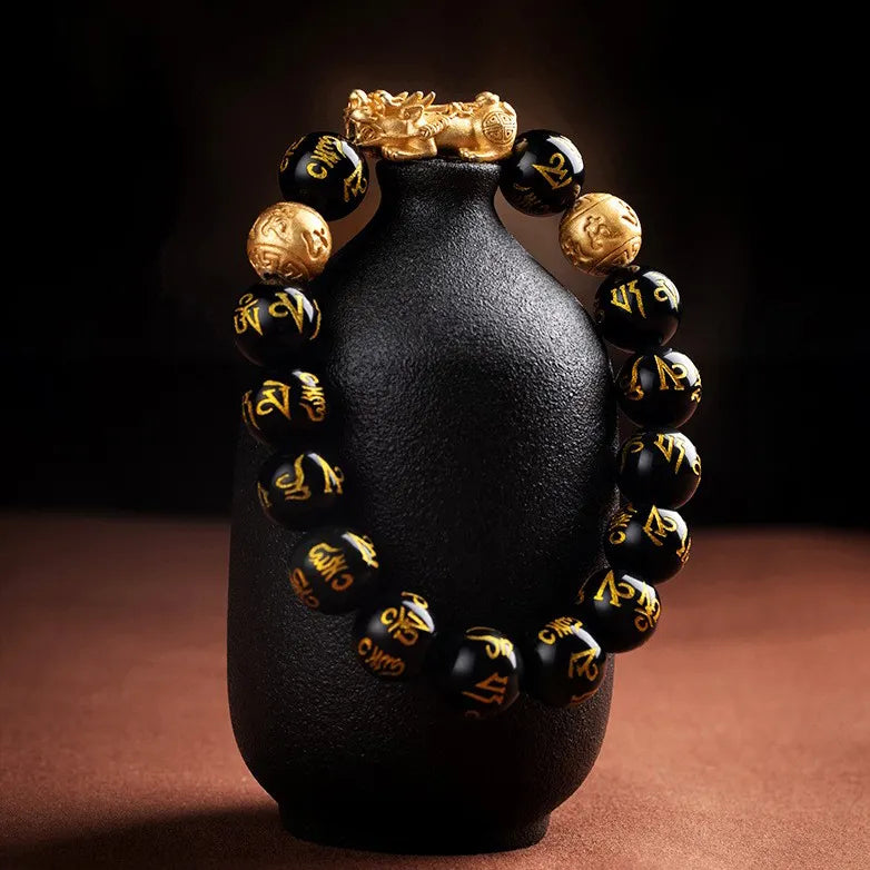 Lucky Charm Bead Feng Shui Bracelet black/gold