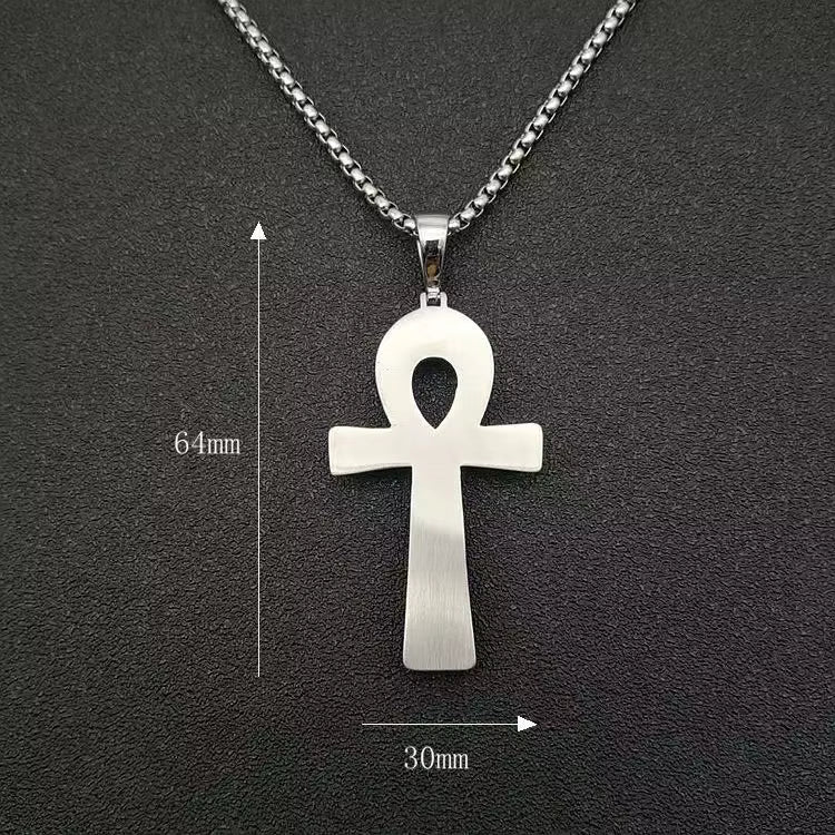 Iced Out ANK Cross Pendant Necklace silver - Shop-Tetuan