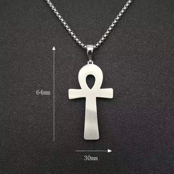 Iced Out ANK Cross Pendant Necklace silver - Shop-Tetuan