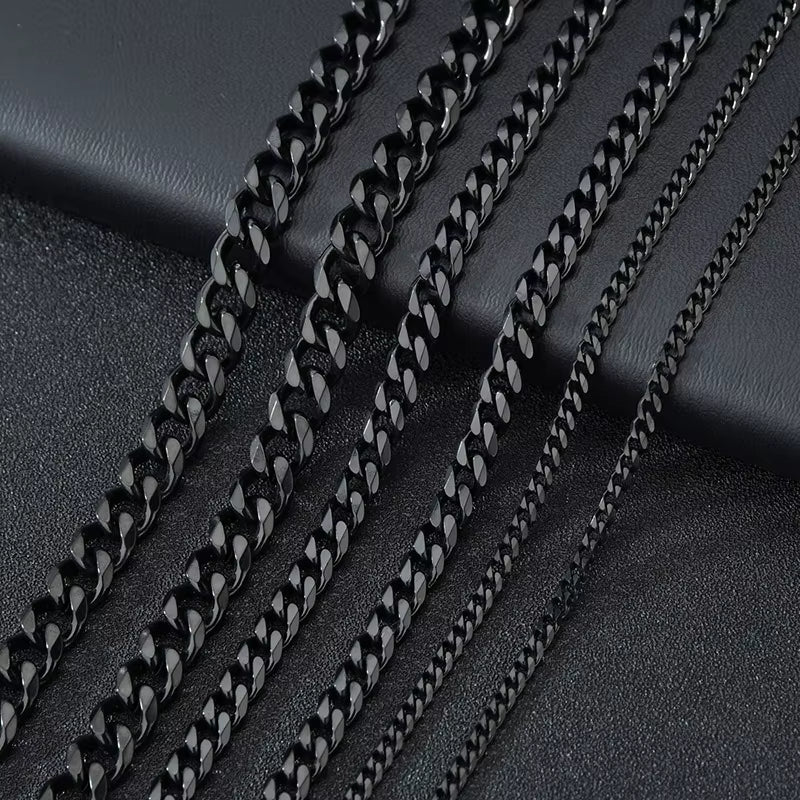 Cuban Link Chain Necklace 55cm x 5mm black