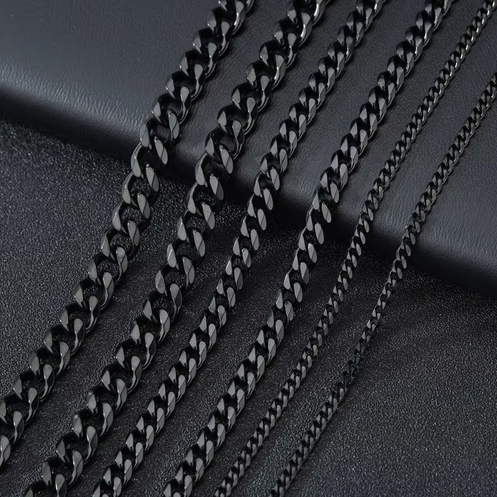 Cuban Link Chain Necklace 55cm x 5mm black
