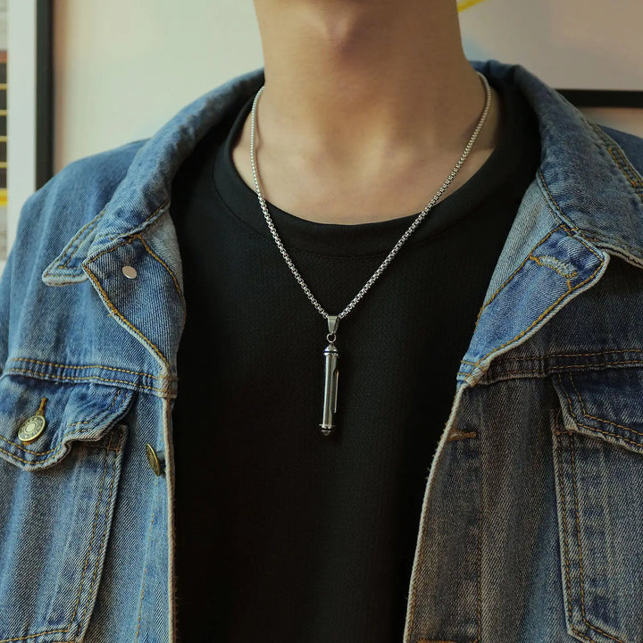 Transparent Bottle Pendant Necklace steel