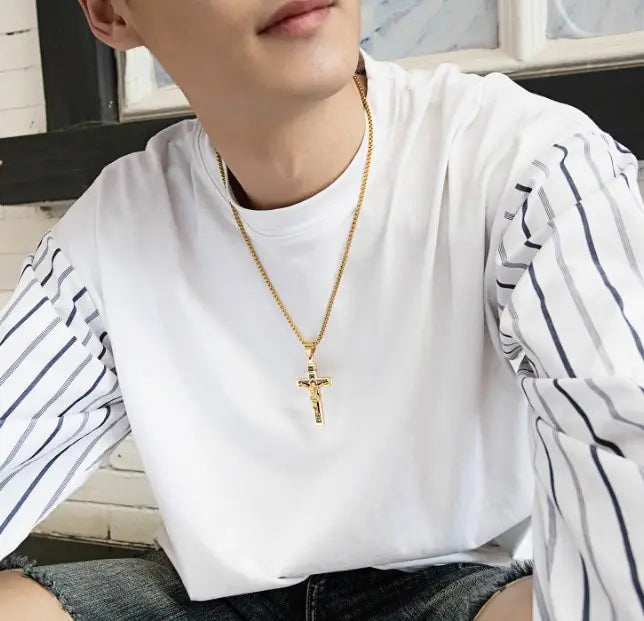 INRI Cross Chain Pendant Necklace gold - Shop-Tetuan