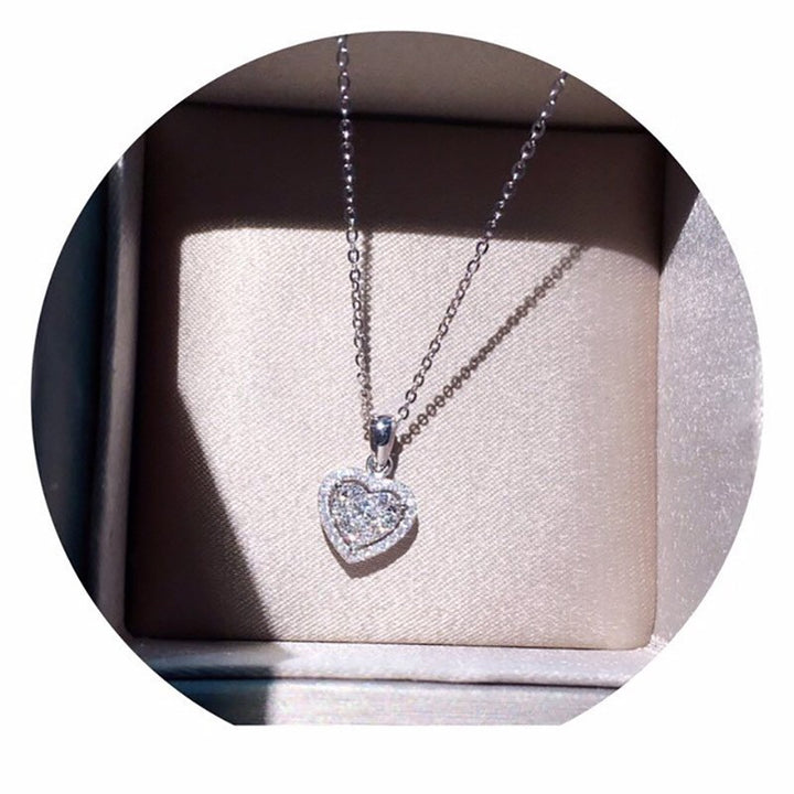 Micro Insert Zircon Love Heart Necklace silver