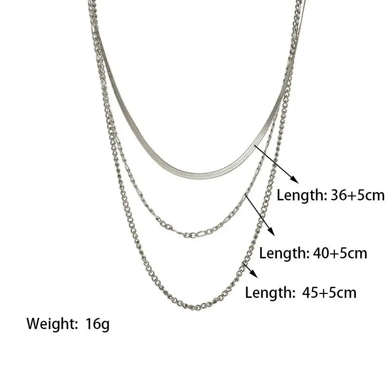 Multi-Layer Snake Chain Necklace steel - Shop-Tetuan