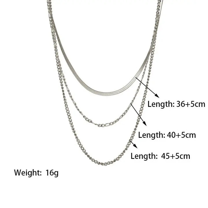 Multi-Layer Snake Chain Necklace steel - Shop-Tetuan